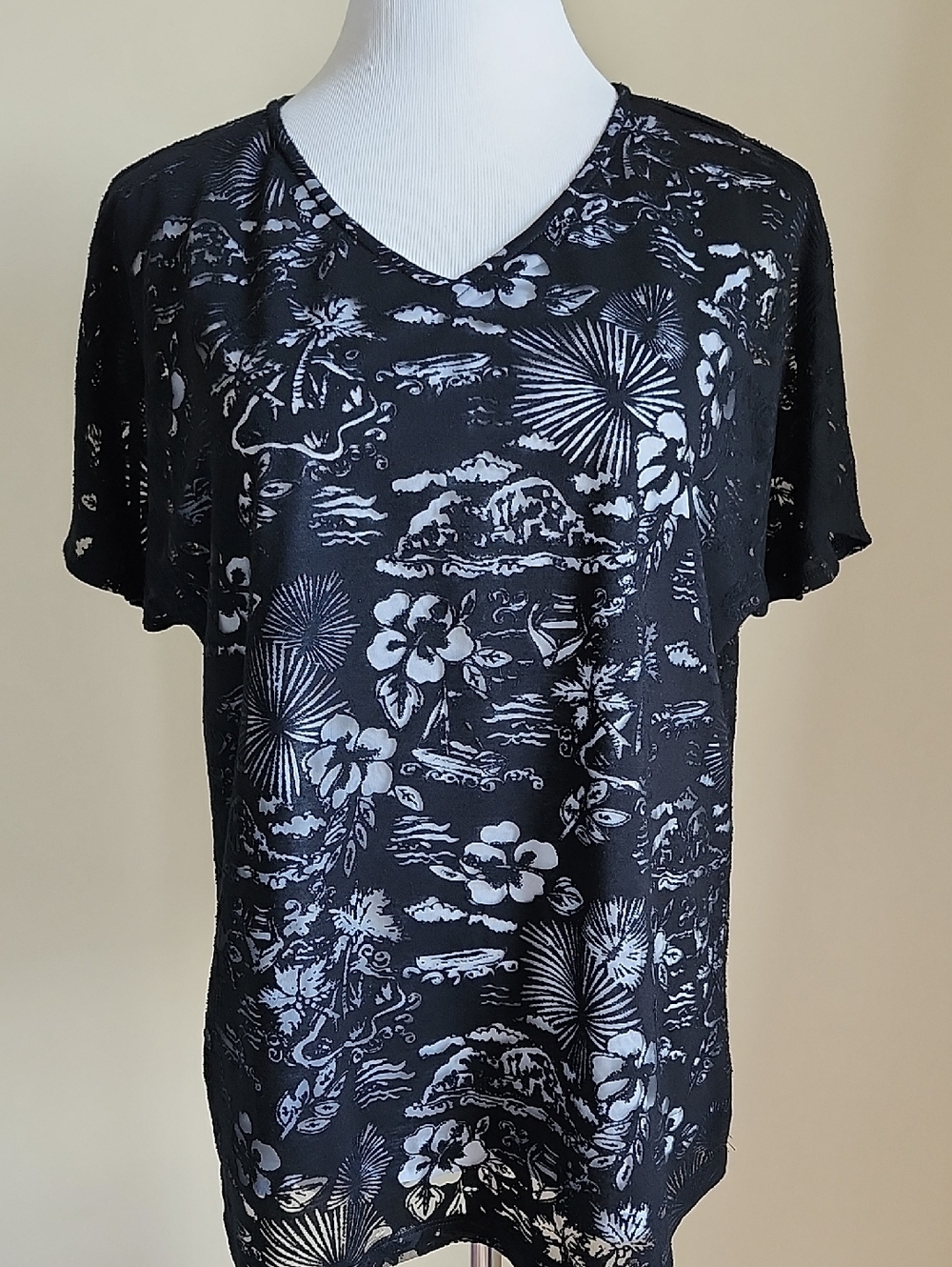 Chico's Lined Lace Short-Sleeve Top - Large